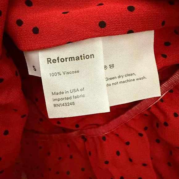 Reformation Red Polka Dotted Nikki Blouse - Picture 4 of 5